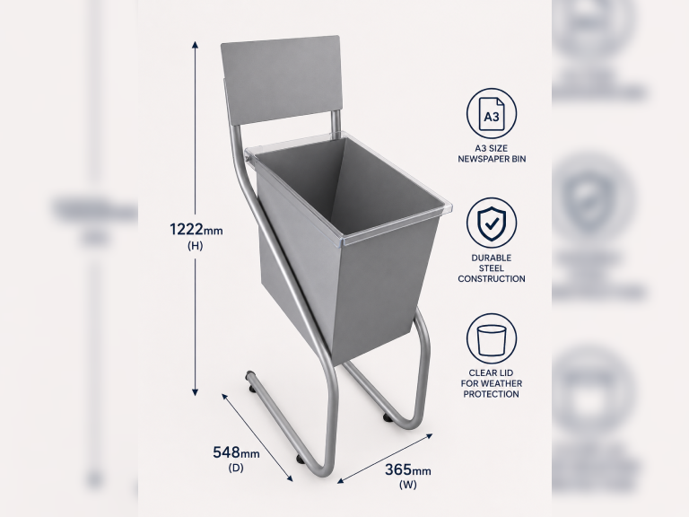 A3 Newspaper Bin with dimensions